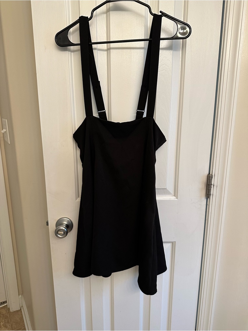 ModCloth Black Suspender Dress with Flared Skirt